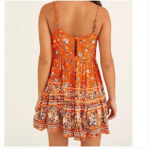 ⭐️ Hanna Rayon Scallop Babydoll Floral Boho Peasant Chic Hippie Hipster Dress - Picture 1 of 2